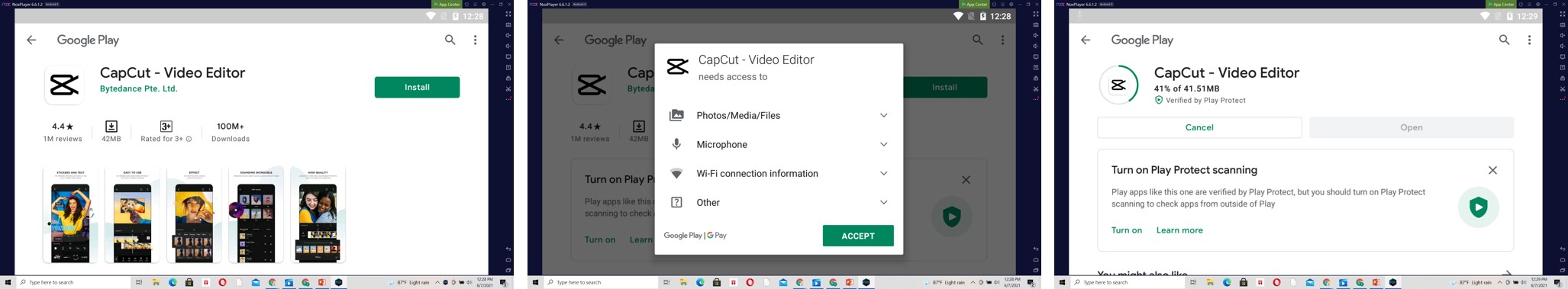 installing capcut for pc